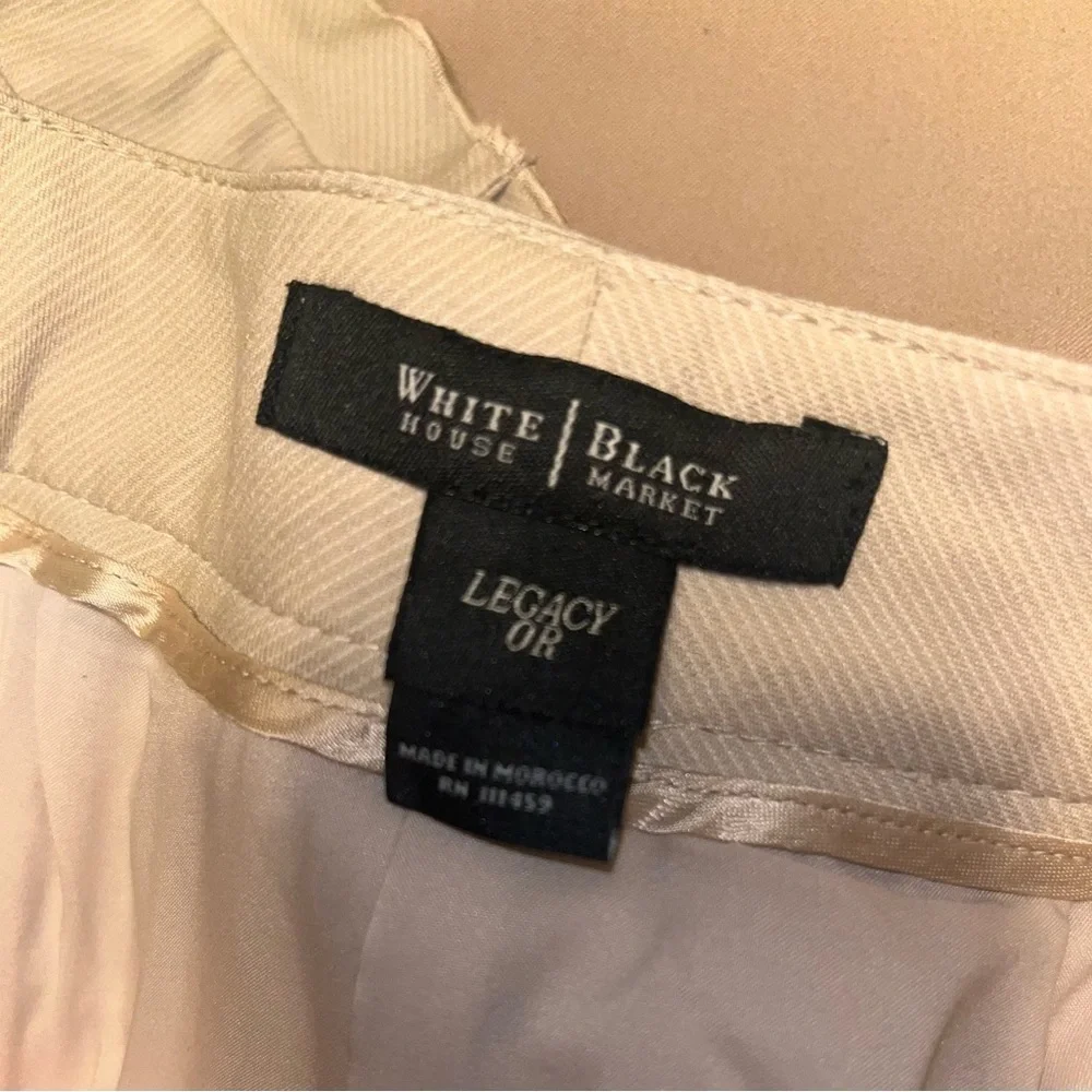 WHITE House Black Market Beige Legacy Pant Suit Ruffle Jacket - Picture 7 of 11